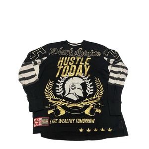 Hustle Today Long Sleeve T-shirt Size M Black Knight